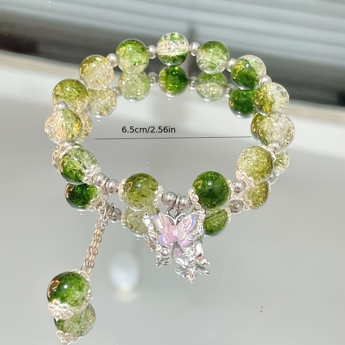 Boho Glass Bead Bracelet with Butterfly Pendant - Multicolor Selection